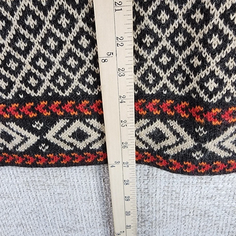 LAM 100% Alpaca 1/4 Zip Sweater Unisex M Multicolor Geo Alpine Pattern‎ Bolivia